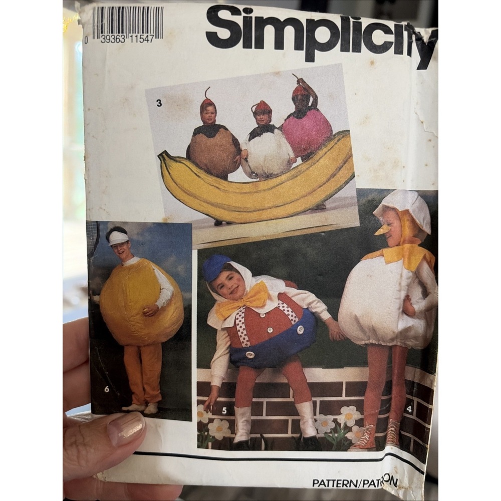 Humpty Dumpty Costume Sewing Pattern Pumpkin Banana Baseball Simplicity 8955 UC